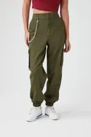 Women's Wallet Chain Cargo Joggers in Olive Medium