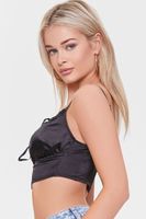 Women's Satin Cropped Lingerie Cami in Black, XL