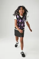 Girls Argyle Nevermore Sweater Vest (Kids) in Black, 11/12