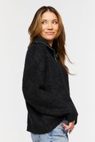 Women's Popcorn Knit Half-Zip Sweater in Black Small