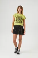 Women's ACDC Graphic Baby T-Shirt in Green Large