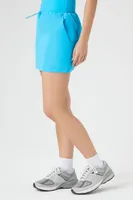 Women's Nylon Toggle Drawstring Mini Skirt in Ibiza Blue Large