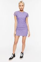 Women's Lightning Bolt Print Mesh Mini Dress in Purple Small