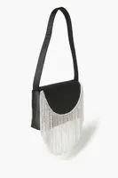 Women's Rhinestone Fringe Shoulder Bag in Black