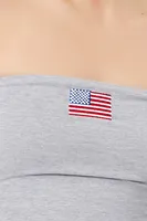 Women's Embroidered USA Flag Tube Top in Heather Grey Medium