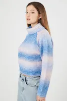 Women's Gradient Striped Turtleneck Sweater in Blue Small