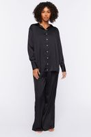 Women's Satin Pajama Shirt in Black Small