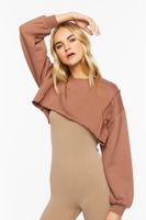 Women's Raw-Cut Cropped Pullover in Camel Small