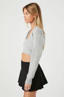 Women's Crop Top & Shrug Sweater Set in Grey Medium