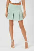 Women's Pleated Mini Skirt in Seafoam, XS