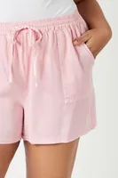 Women's Chambray Pocket Shorts in Pink, 0X