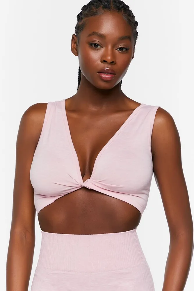 Forever 21 Women's Seamless Space Dye Twisted Sports Bra in Mauve Medium