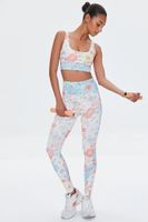 Women's Active Floral Print Leggings in Cream Small