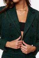 Women's Houndstooth Double-Breasted Blazer in Hunter Green/Black Large