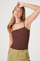 Women's Ribbed Sweater-Knit Cami Chocolate