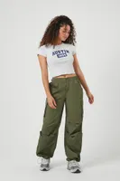 Women's Wide-Leg Cargo Parachute Pants Sage