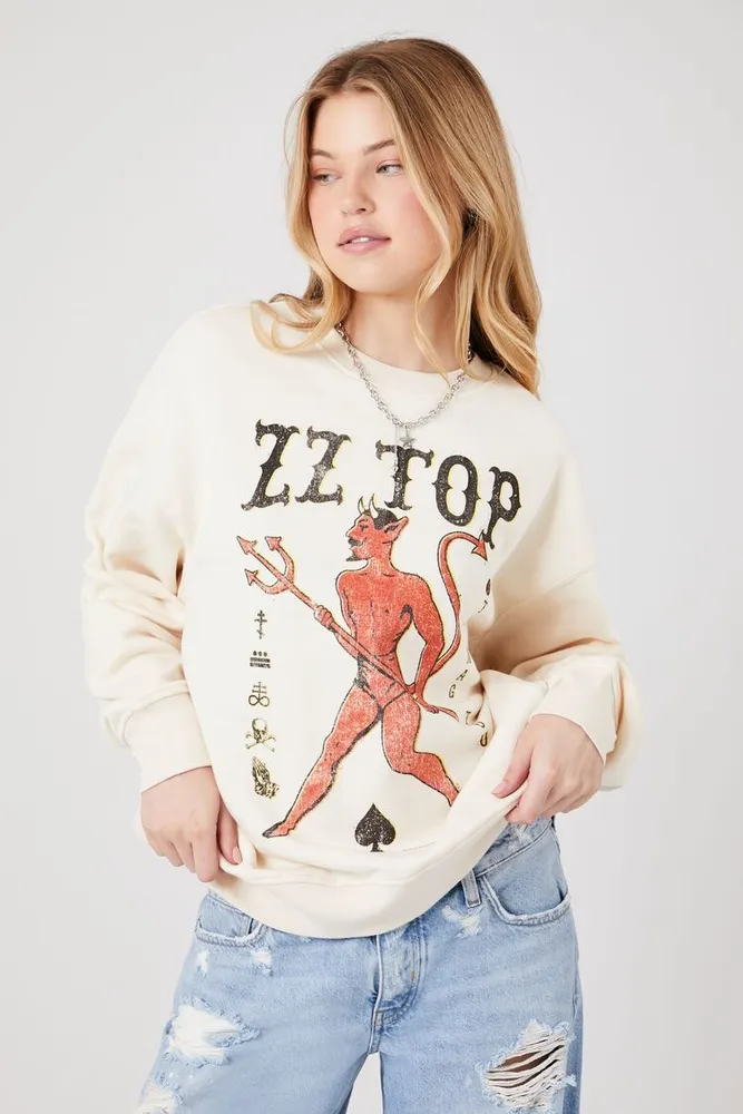 Women's ZZ Top Graphic Pullover in Cream Small