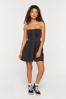 Women's Twill Crochet-Trim Strapless Mini Dress in Black Large