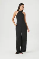 Women's Halter Wide-Leg Jumpsuit in Black, XS