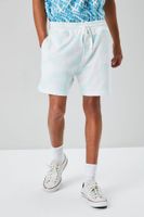 Men Checkered Drawstring Sweatshorts in Mint/White Large