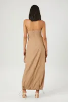 Women's Cargo Tube Maxi Dress in Taupe Small