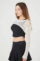 Women's Crochet Shrug Sweater in White Large