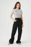 Women's Baggy Cutout Cargo Pants in Black Small