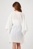 Women's Dotted Chiffon Kimono in White Small