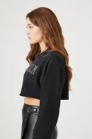 Women's Stockholm Graphic Cropped Tee in Black Small