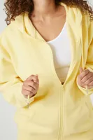 Women's Fleece Zip-Up Hoodie in Light Yellow Small