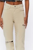 Women's Distressed High-Rise Jeans Beige,