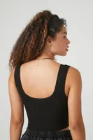 Women's Rib-Knit Cropped Tank Top in Black Large