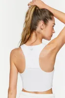 Women's Active Racerback Cropped Tank Top in White Small