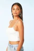 Women's Rhinestone Cropped Cami in White Medium