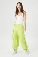 Women's Utility Wide-Leg Cargo Joggers in Lime Small