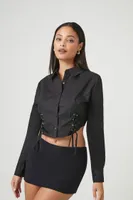 Women's Lace-Up Cropped Shirt