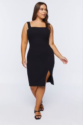 Women's Bodycon Slit Dress in Black, 0X