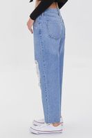 Women's Recycled Cotton Distressed Mid-Rise Baggy Jeans Denim,