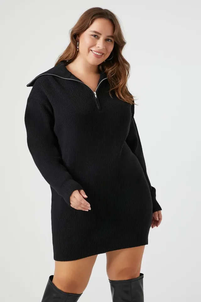 Forever 21 Women's Half-Zip Mini Sweater Dress Black, | Connecticut Post  Mall