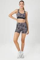 Women's Geo Print Cutout Sports Bra in Black/Charcoal Small