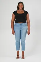 Women's Scoop-Neck Cropped T-Shirt in Black, 1X