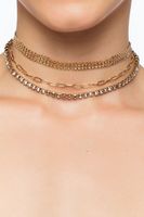 Women's Rhinestone Chain Choker Necklace Set in Gold