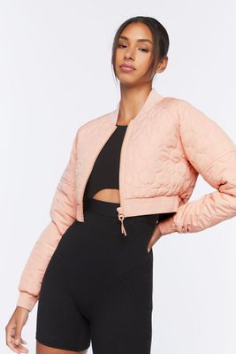 Women Active Quilted Bomber Jacket in Blush Large