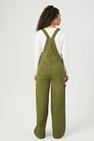 Women's Twill Utility Cargo Overalls in Green Small