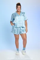 Women's Hello Kitty Shirt & Shorts Pajama Set in Blue, 2X