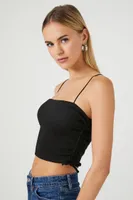 Women's Ribbed Knit Cropped Cami in Black Small