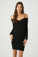 Women's Open-Shoulder Sweater Mini Dress