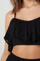 Women's Flounce Pom Cropped Cami