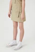 Girls Utility Cargo Skirt (Kids) in Olive, 9/10