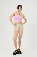 Women's Cargo Pocket Pull-On Shorts in Khaki Large